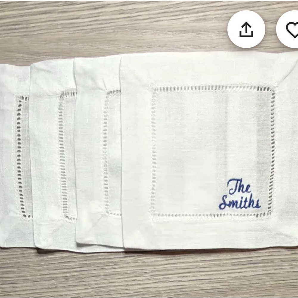 Cocktail Napkins - white embroider